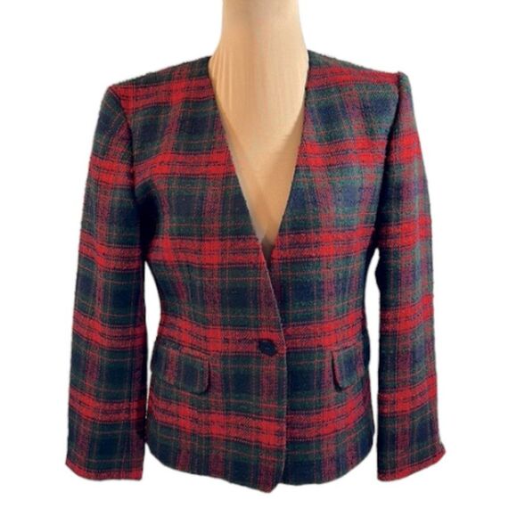Talbots Tartan Blazer Size 6P Jacket Wool Blend NWOT Vintage - Picture 1 of 15